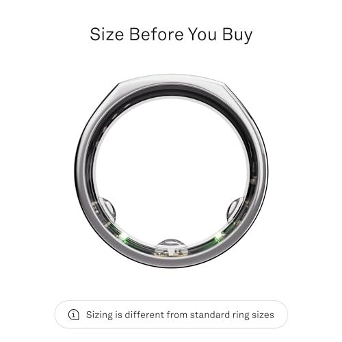 Oura Ring Gen3 Heritage - Silver - Size 10 - Smart Ring - Size First with Oura Sizing Kit - Sleep Tracking Wearable - Heart Rate - Fitness Tracker - 5-7 Days Battery Life