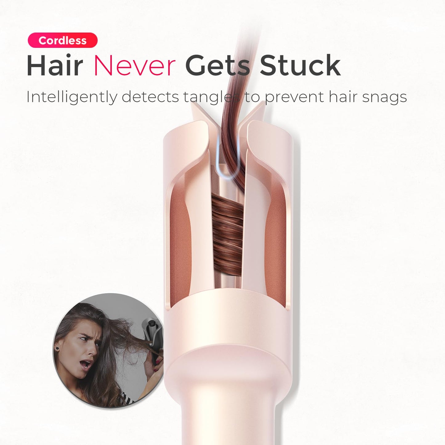 Cordless Automatic Curling Iron 1 Inch - TYMO Curlgo Eco Portable Hair Curler Anti-scald & Tangle-free for 14”-22” Hair, Rotating Travel Curling Wand Dual Voltage & Rechargeable (Charger Not Included)
