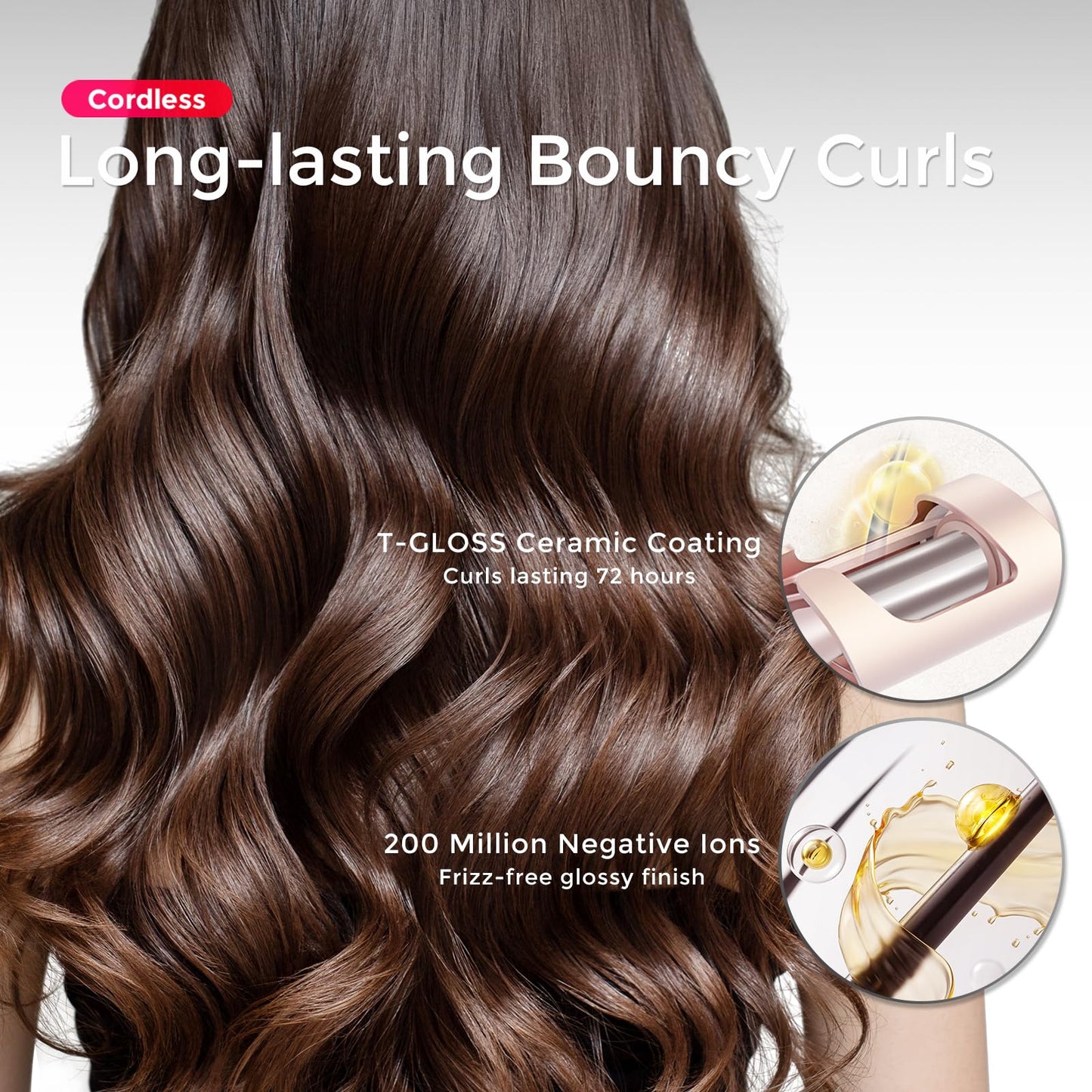 Cordless Automatic Curling Iron 1 Inch - TYMO Curlgo Eco Portable Hair Curler Anti-scald & Tangle-free for 14”-22” Hair, Rotating Travel Curling Wand Dual Voltage & Rechargeable (Charger Not Included)