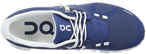 On Cloud Women 5 Sneakers, Denim/White, 7