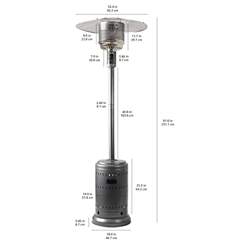 Outdoor Heater - 46,000 BTU Outdoor Propane Patio Heater with Wheels