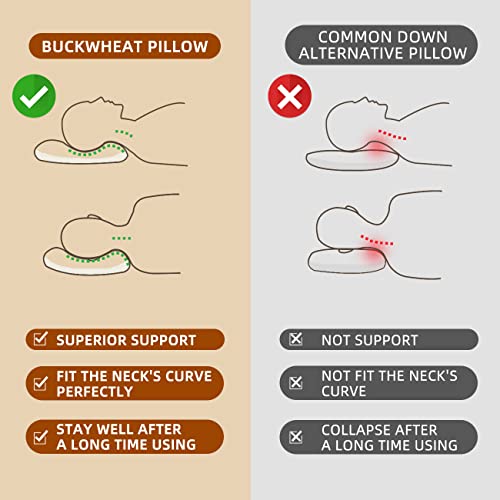 Organic Pillow for Sleeping - Standard Size 20''x26'', Adjustable Loft, Breathable for Cool Sleep, Cervical Support