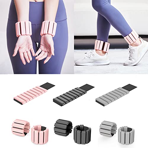 Wearable Wrist & Ankle Weights (1 LB Each) - Silicone for Exercise,Jogging,Yoga,Gym,Strength Training