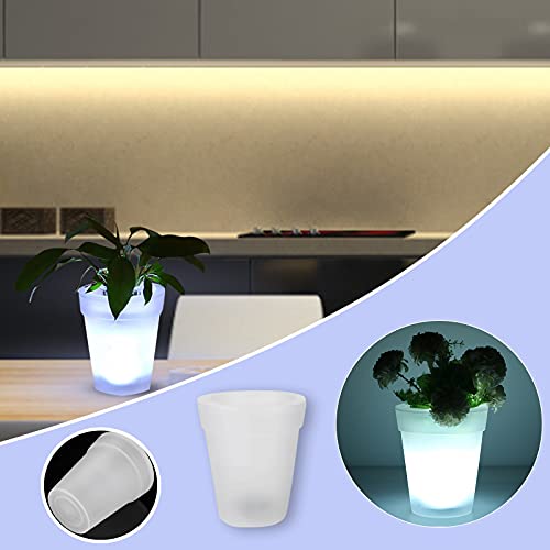 Led Solar Flower Pot Modern Illuminated Planter Vase