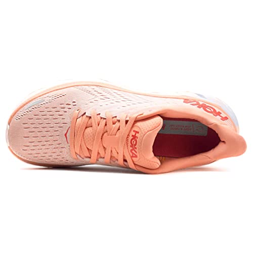 HOKA ONE ONE Womens Clifton 8 Mesh Cantaloupe Silver Peony Trainers 11 US