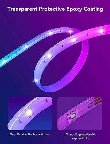 Govee RGBIC LED Strip Lights for Room with Warm White 65.6ft, Smart LED Strip Lighting Alexa Compatible, Color Changing LED Lights Music Sync, Christmas Decorations, 2 Rolls of 32.8ft