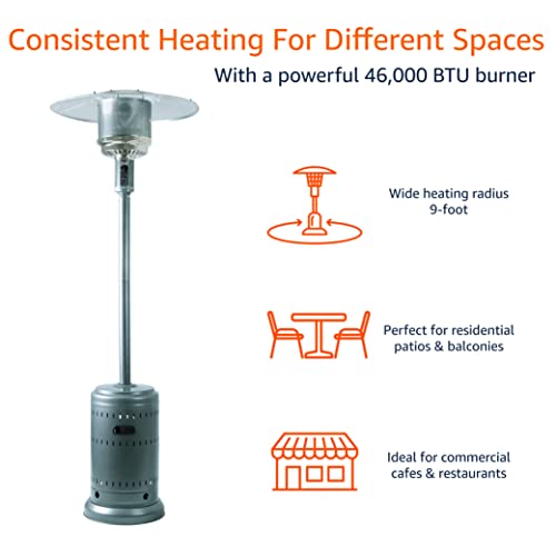 Outdoor Heater - 46,000 BTU Outdoor Propane Patio Heater with Wheels