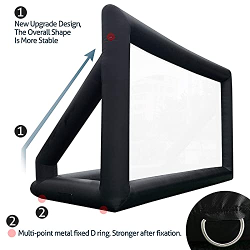 Outdoor 20 Ft Inflatable Movie Screen - Includes Inflation Fan, Tie-Downs - Supports Front / Rear Projection
