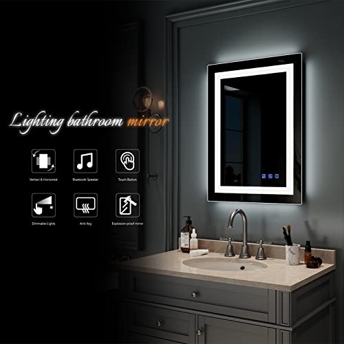 Bathroom Smart Mirror - 32"×24" - Bluetooth Speaker, Anti-Fog, Memory Touch, Dimmable