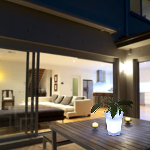 Led Solar Flower Pot Modern Illuminated Planter Vase