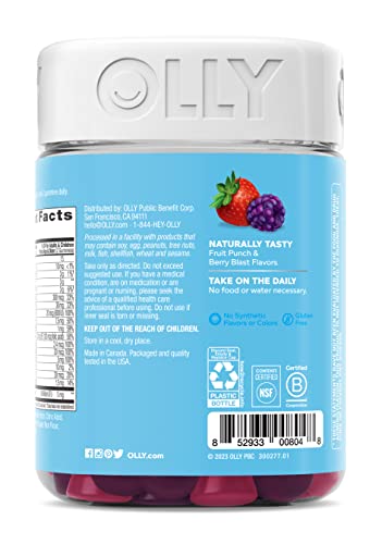 OLLY Kids Multivitamin + Probiotic Gummy, Digestive and Immune Support, Vitamins A, D, C, E, B, Zinc, Kids Chewable Supplement, Berry, 50 Day Supply - 100 Count (Pack of 1)