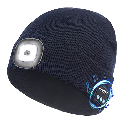 Bluetooth Hat with LED Light and Wireless Headphones and Mic
