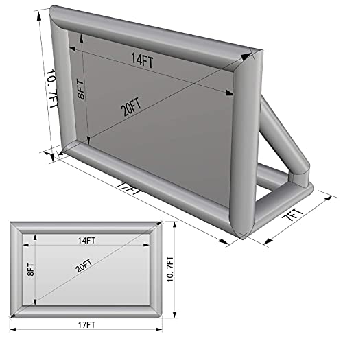 Outdoor 20 Ft Inflatable Movie Screen - Includes Inflation Fan, Tie-Downs - Supports Front / Rear Projection