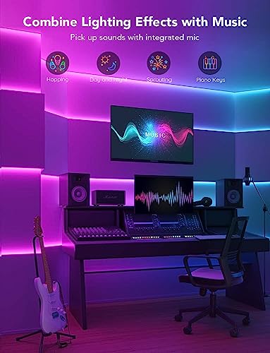 Govee RGBIC LED Strip Lights for Room with Warm White 65.6ft, Smart LED Strip Lighting Alexa Compatible, Color Changing LED Lights Music Sync, Christmas Decorations, 2 Rolls of 32.8ft