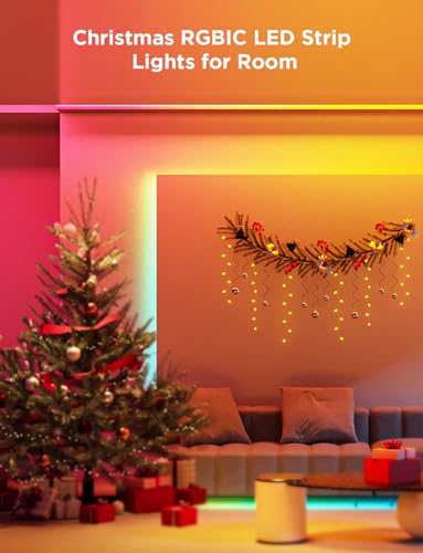 Govee RGBIC LED Strip Lights for Room with Warm White 65.6ft, Smart LED Strip Lighting Alexa Compatible, Color Changing LED Lights Music Sync, Christmas Decorations, 2 Rolls of 32.8ft