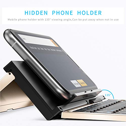 Cellphone Foldable Bluetooth Keyboard with Carrying Pouch, for iPad, iPhone, and More