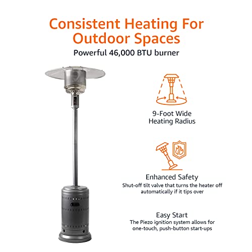 Outdoor Heater - 46,000 BTU Outdoor Propane Patio Heater with Wheels
