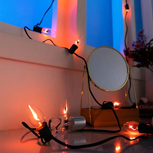 24Ft Flickering Flame String Lighting with Stakes Decor for Outdoor/Indoor