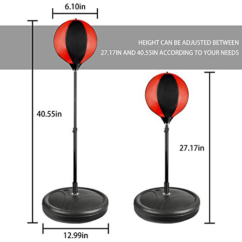 Punching Bag Set for Kids Incl Punching Ball with Stand, Boxing Training Gloves, Adjustable Height for Age 5 to 10