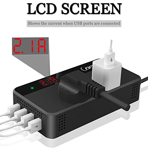 Car Power Inverter DC 12V to 110V with 4 USB Ports Charger Adapter and Power Meter
