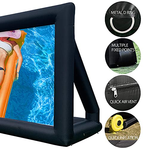 Outdoor 20 Ft Inflatable Movie Screen - Includes Inflation Fan, Tie-Downs - Supports Front / Rear Projection