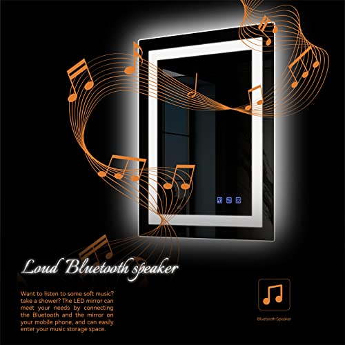 Bathroom Smart Mirror - 32"×24" - Bluetooth Speaker, Anti-Fog, Memory Touch, Dimmable