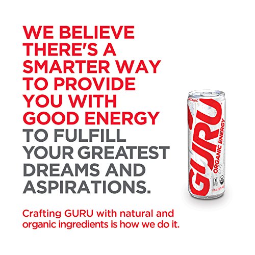 GURU Organic Energy Drink, 142mg Natural Caffeine with Green Tea (Pack of 12)