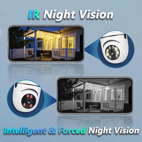 Light Bulb Security Camera,1080P Wireless Light Bulb Camera for Pet Camera, 360 ° PTZ Light Socket Camera with Motion Detection Auto Tracking (2Pack 2.4GHz with No SD Card)