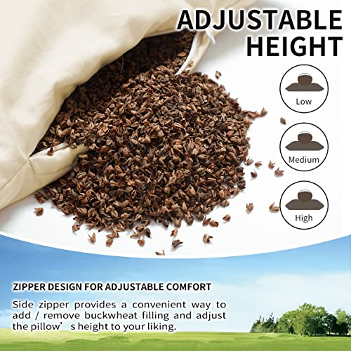 Organic Pillow for Sleeping - Standard Size 20''x26'', Adjustable Loft, Breathable for Cool Sleep, Cervical Support
