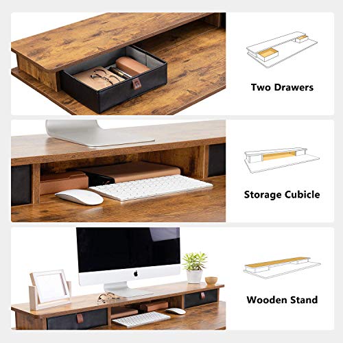 Standing or Sitting Desk - Adjustable, Electric with Double Drawer 48 x 24 Inch