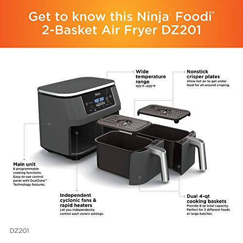 2-Basket Air Fryer with 2 Independent Frying Baskets