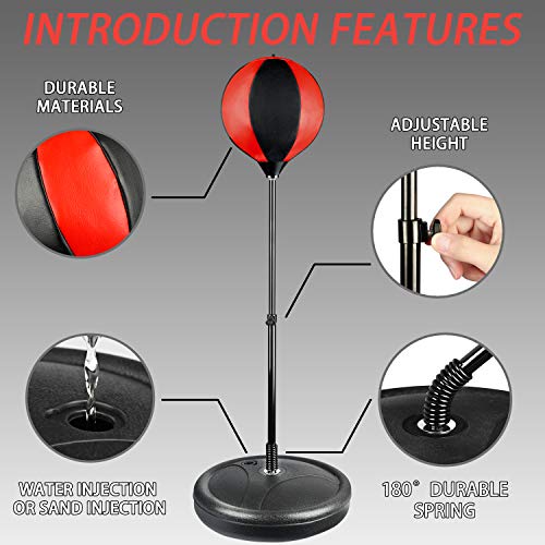 Punching Bag Set for Kids Incl Punching Ball with Stand, Boxing Training Gloves, Adjustable Height for Age 5 to 10
