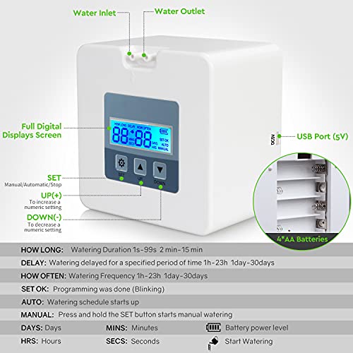 Self Watering System for Plants - 30-Day Digital Programmable Water Timer