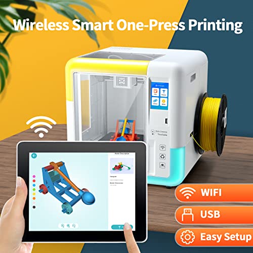 3D Printer for Kids and Beginners, Fully Assembled High-Speed with Leveling-Free Bed, Wi-Fi Printing, Silent, High Precision