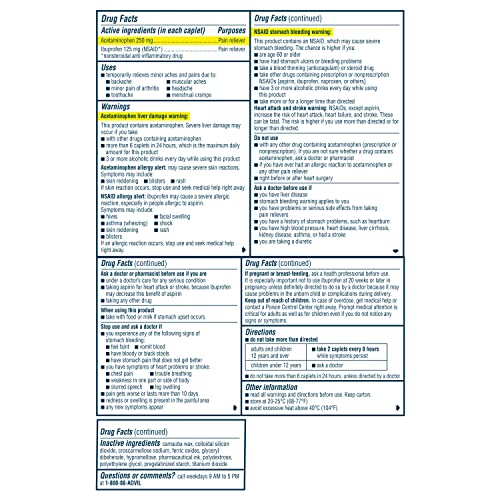 Back pain - Dual Action with Ibuprofen and Acetaminophen - 144 Count
