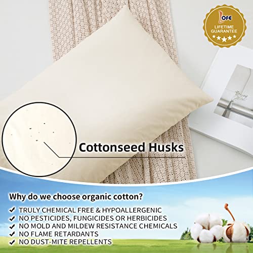 Organic Pillow for Sleeping - Standard Size 20''x26'', Adjustable Loft, Breathable for Cool Sleep, Cervical Support