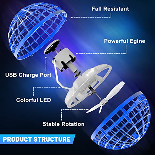 Flying Orb Ball Toys - Hover Ball, Boomerang Ball, Mini Flying Spinner Drone for Outdoor and Indoor Kids Adults (Blue)