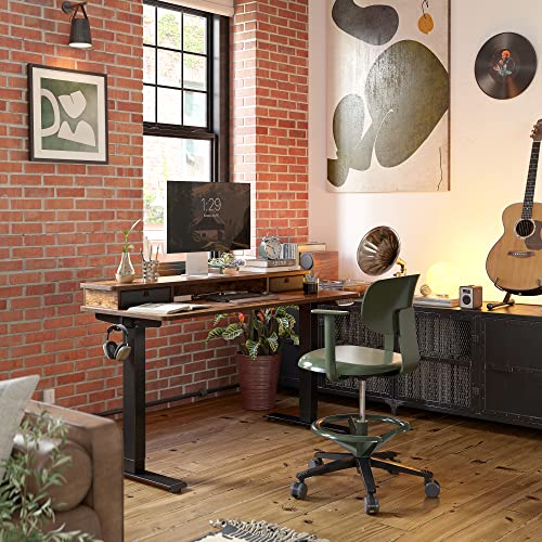Standing or Sitting Desk - Adjustable, Electric with Double Drawer 48 x 24 Inch