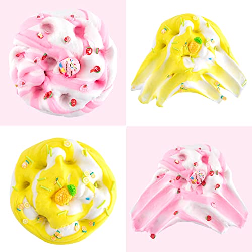 2 Pcs Butter Slime Kit, 4.1oz Two-Tone Ice Cream Fluffy Slime