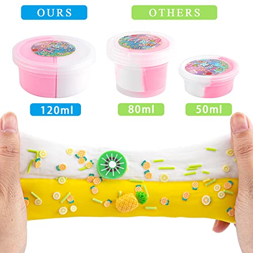 2 Pcs Butter Slime Kit, 4.1oz Two-Tone Ice Cream Fluffy Slime