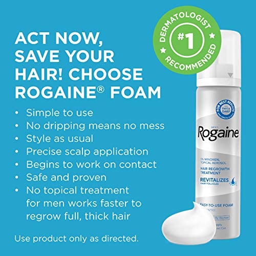 Men's Rogaine 5% Minoxidil Foam for Hair Loss and Hair Regrowth, Topical Treatment for Thinning Hair, 3-Month Supply
