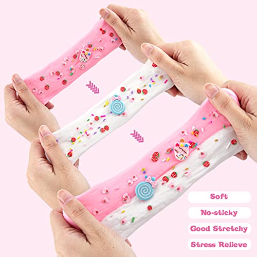 2 Pcs Butter Slime Kit, 4.1oz Two-Tone Ice Cream Fluffy Slime