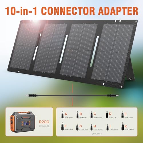 Portable Solar Generator, 300W Portable Power Station with Foldable 60W Solar Panel, 110V Pure Sine Wave, 280Wh Lithium Battery Pack with DC AC Outlet for Home Use, RV, Outdoor Camping Adventure