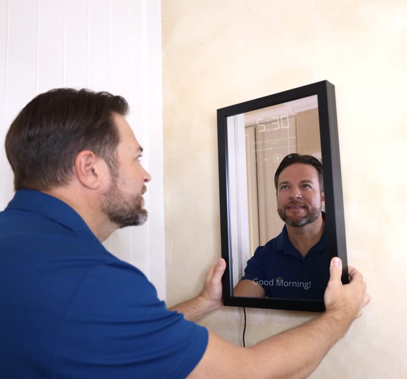 Magic Mirror with LCD Screen, Phone Notifications and Built In Raspberry Pi (Black)