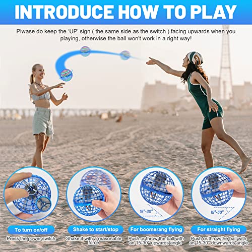 Flying Orb Ball Toys - Hover Ball, Boomerang Ball, Mini Flying Spinner Drone for Outdoor and Indoor Kids Adults (Blue)