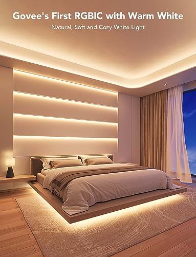 Govee RGBIC LED Strip Lights for Room with Warm White 65.6ft, Smart LED Strip Lighting Alexa Compatible, Color Changing LED Lights Music Sync, Christmas Decorations, 2 Rolls of 32.8ft