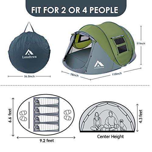 Pop Up Tents for Camping - 4 Person - Waterproof
