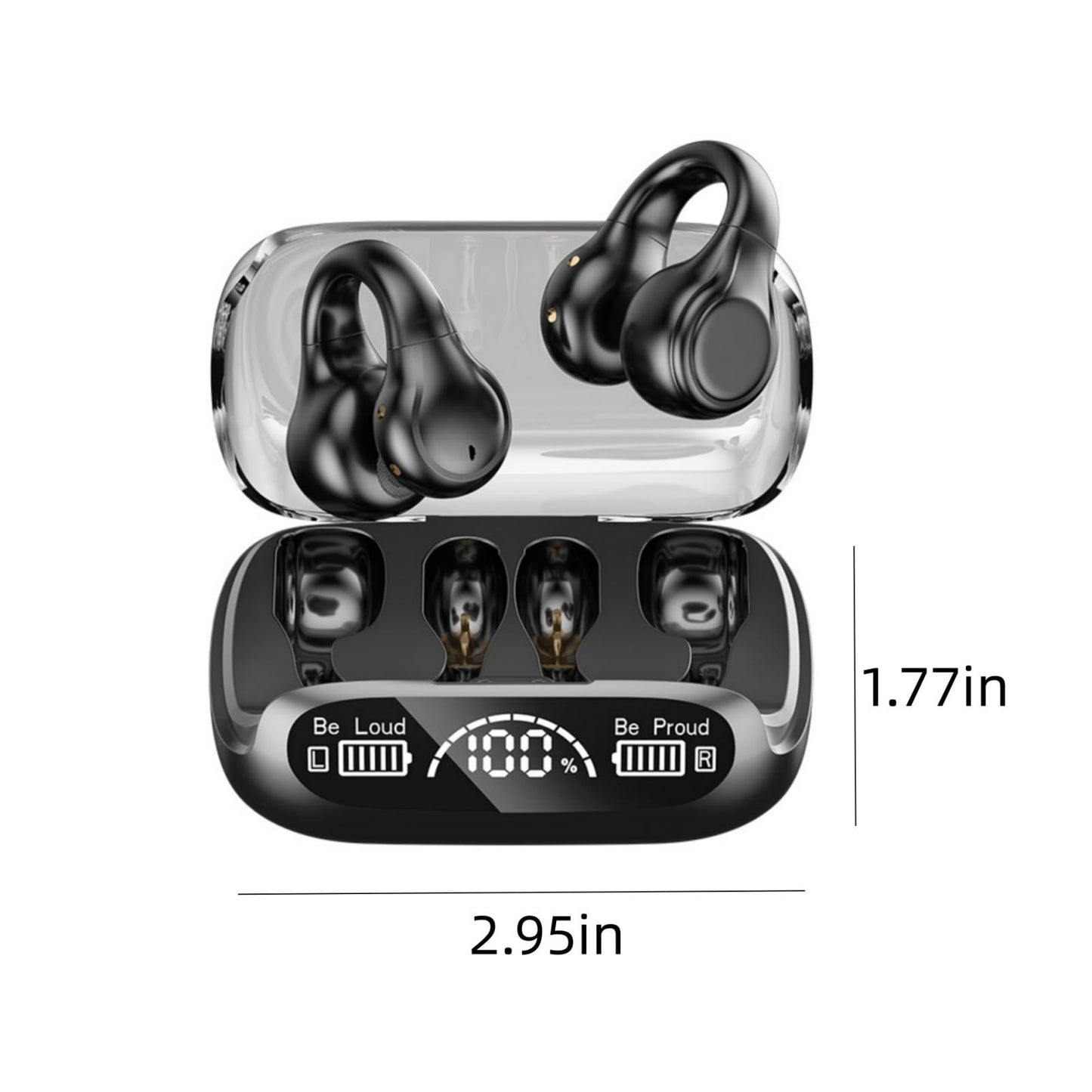 Wireless Open Ear Headphone - Soft & Comfortable Earphones - Ear Clip Conduction Headphones - Water Resistance Earbuds - Portable Earphones Ideal for Meeting, Running, Traveling