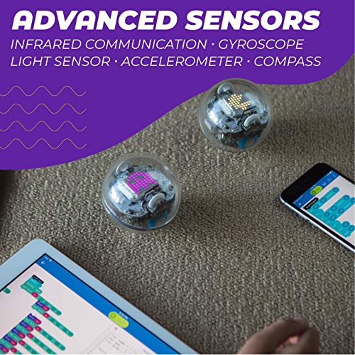 Sphero BOLT: App-Enabled Robot Ball with Programmable Sensors + LED Matrix, Infrared & Compass - STEM Educational Toy for Kids - Learn JavaScript, Scratch & Swift