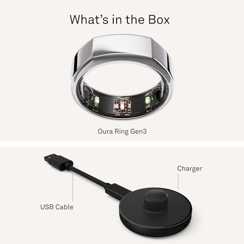 Oura Ring Gen3 Heritage - Silver - Size 10 - Smart Ring - Size First with Oura Sizing Kit - Sleep Tracking Wearable - Heart Rate - Fitness Tracker - 5-7 Days Battery Life